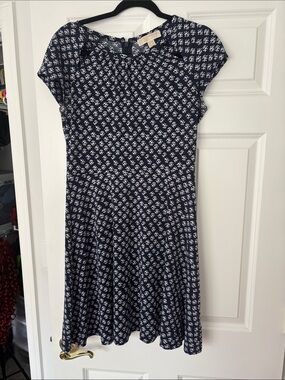 Michael by Michael Kors blue print dress with cutouts size M